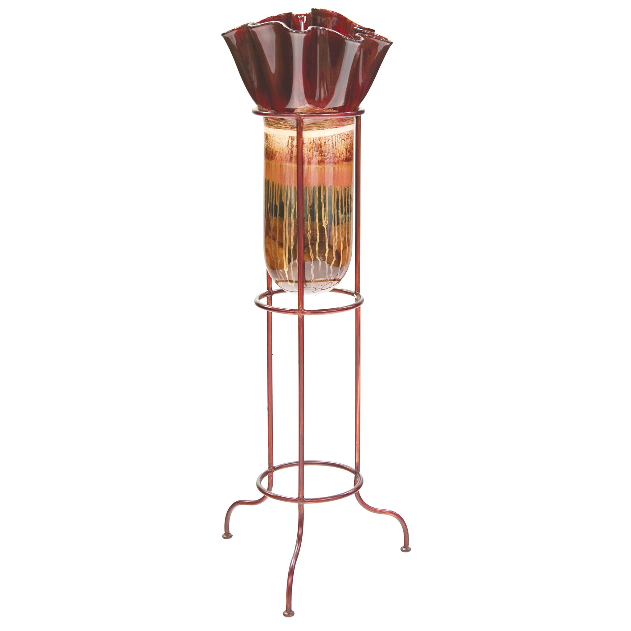 Sugar Plum Small Glass Floor Urn with Ruffle Top