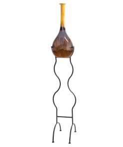 Tuscan Large Glass Floor Vase with Iron Stand