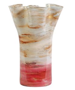 Taffy Blush Flower Glass Urn