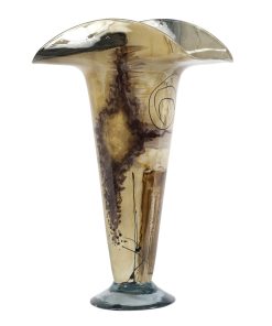 Beige and Brown Signature Glass Urn