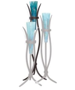 Large Milan Iron Floor Vase with Painted Glass