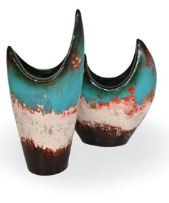 Lunar Ceramic Vases Set of 2 | Teal Top