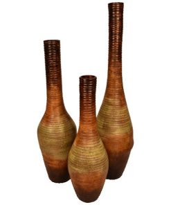 Brooks Ribbed Ceramic Vases Set of 3 | Grand Canyon